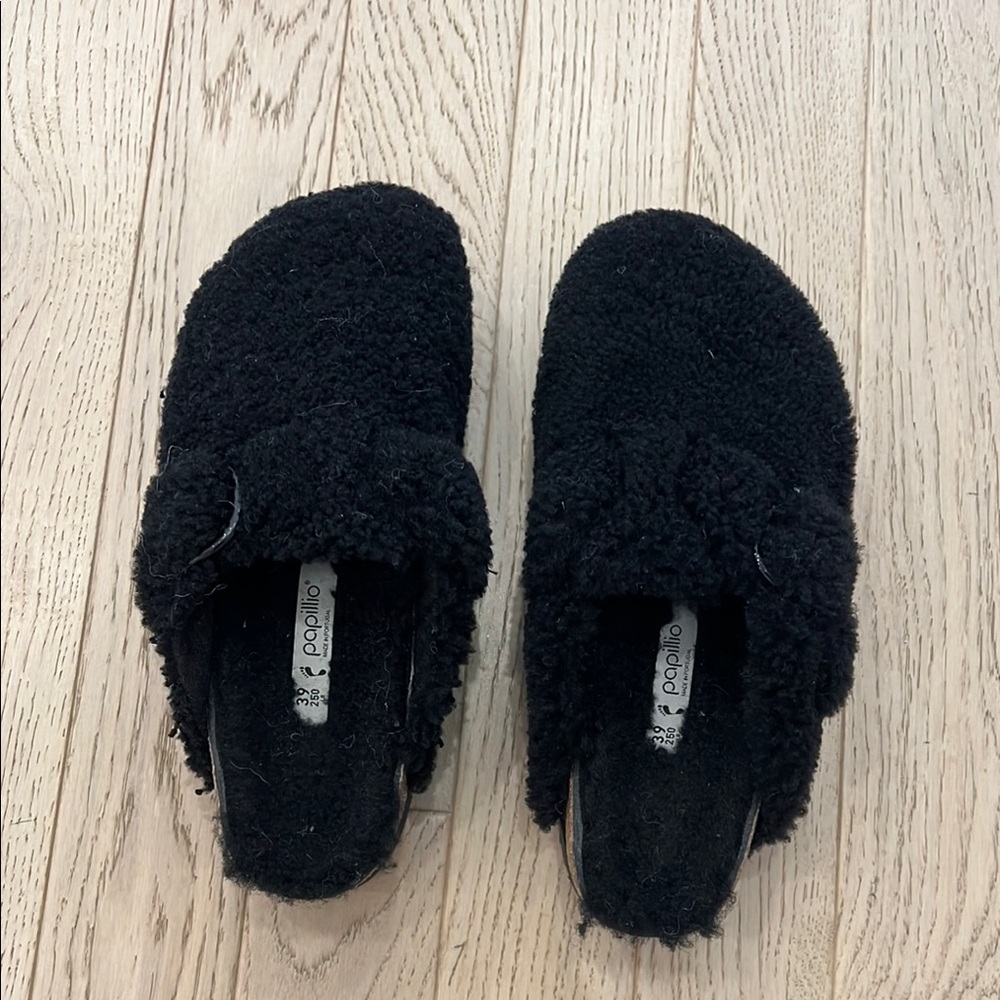 Birkenstock Black Fuzzy Mules